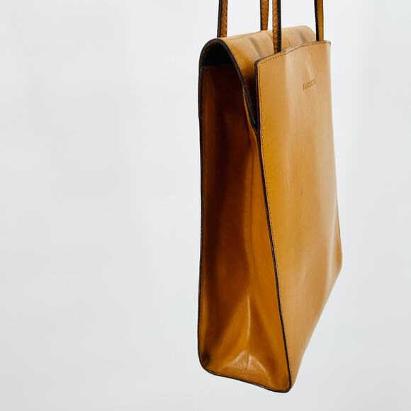 Vintage 90s Fangalitti Caramel Yellow Leather Classic Structured Purse - Picture 4 of 7